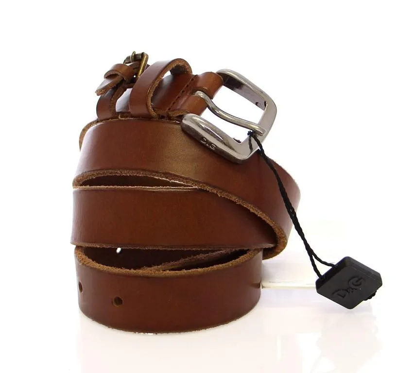 Brown Leather Logo Belt