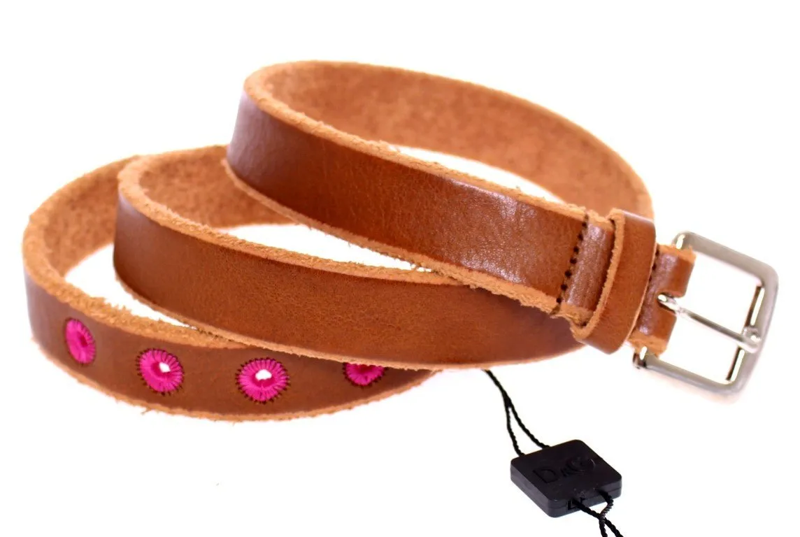 Brown Leather Logo Belt