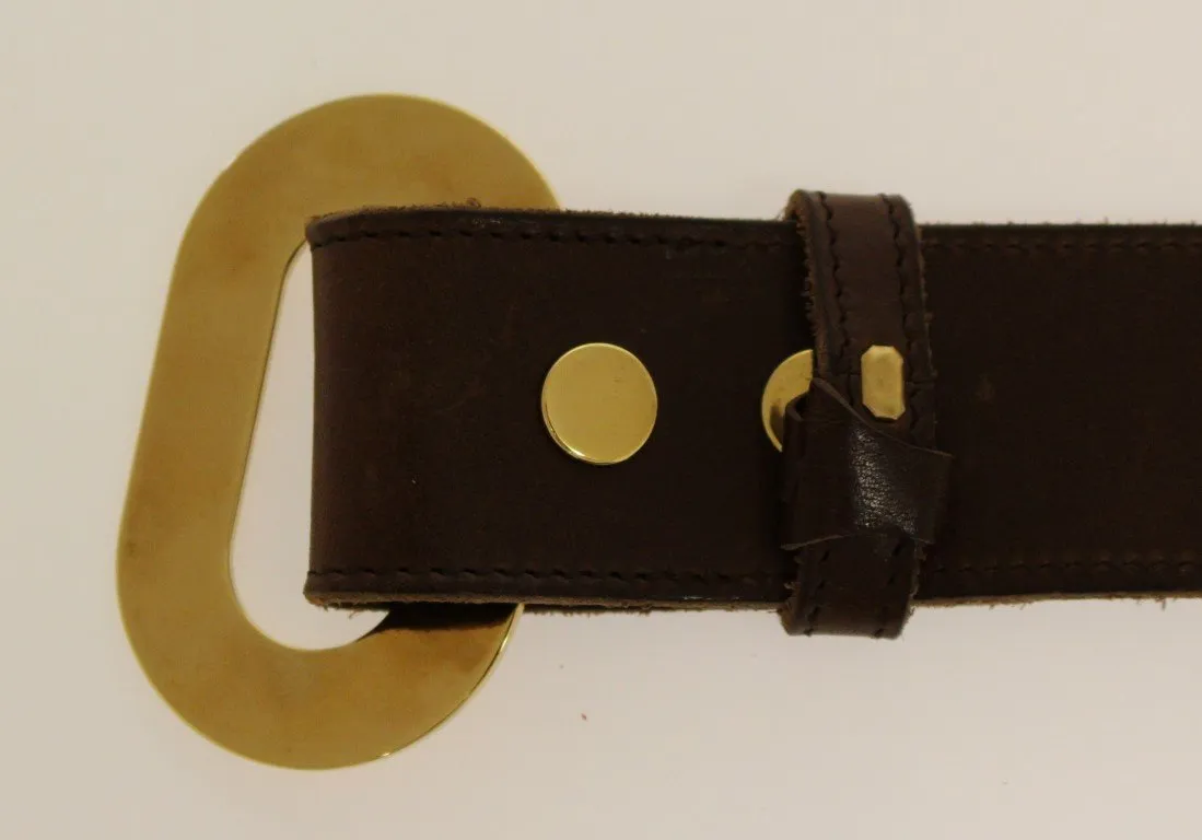 Brown Leather Logo Belt