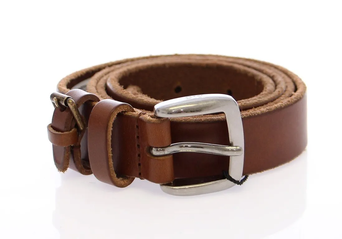 Brown Leather Logo Belt
