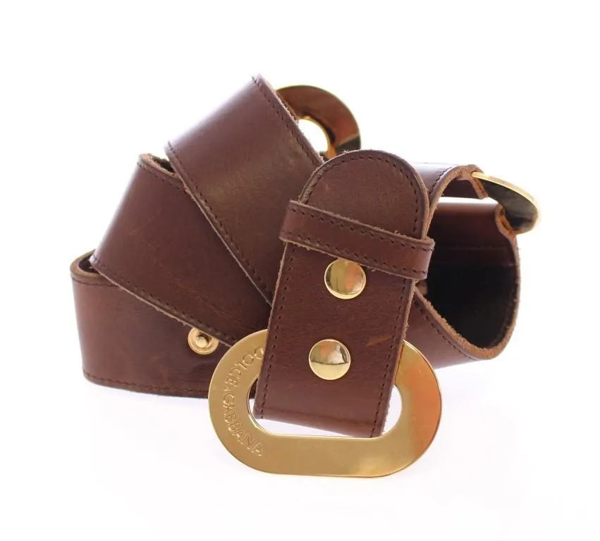 Brown Leather Logo Belt