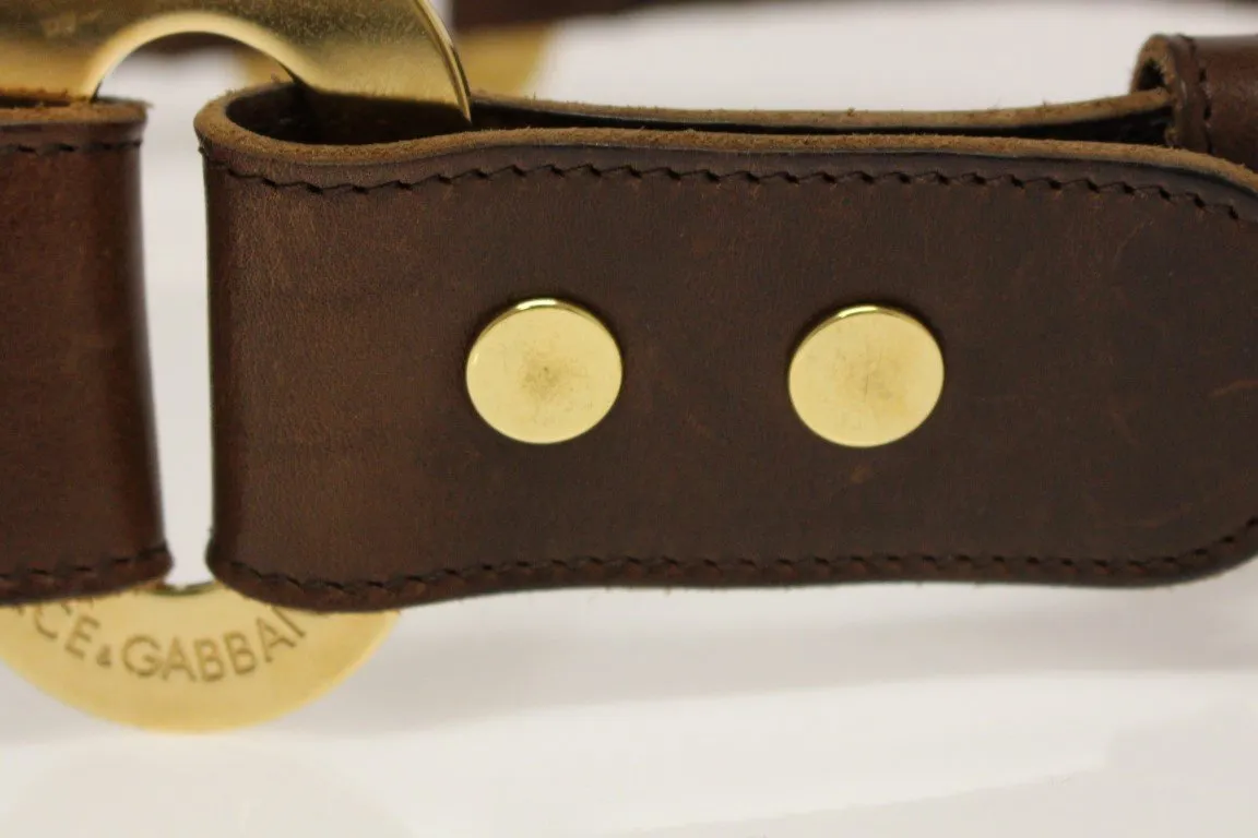 Brown Leather Logo Belt