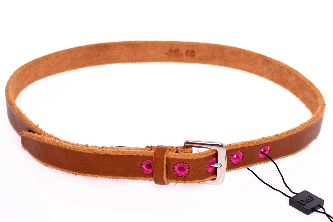 Brown Leather Logo Belt