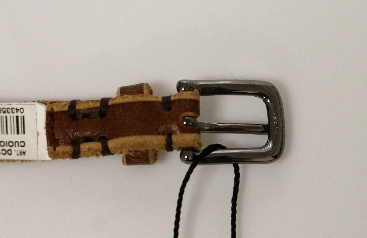 Brown Leather Logo Belt