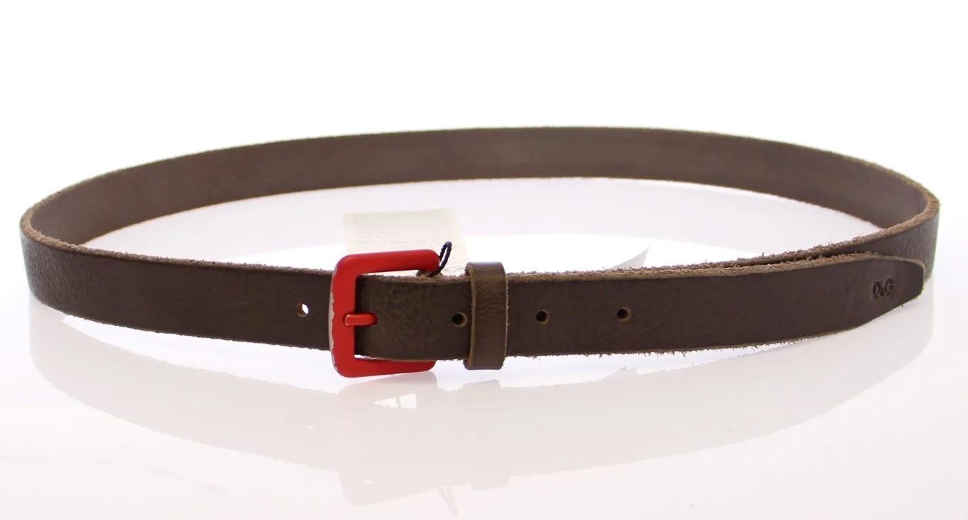 Brown Leather Logo Belt