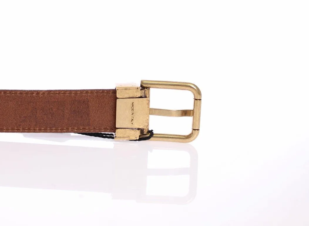 Brown Leather Logo Belt