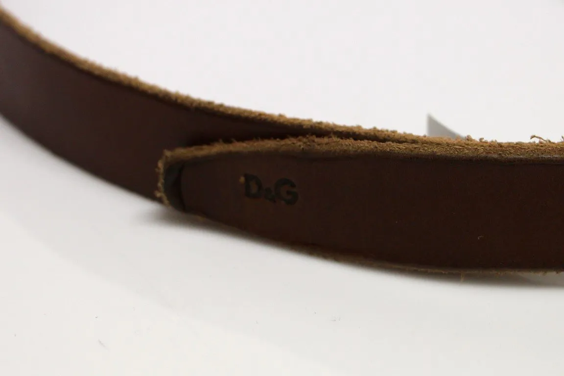 Brown Leather Logo Belt