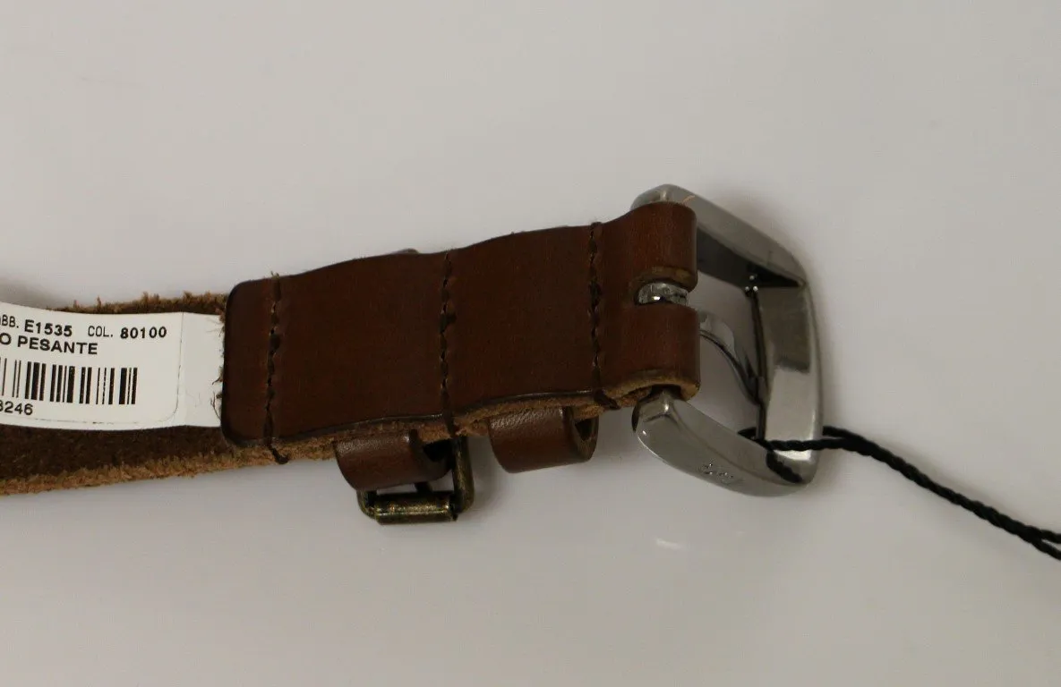 Brown Leather Logo Belt