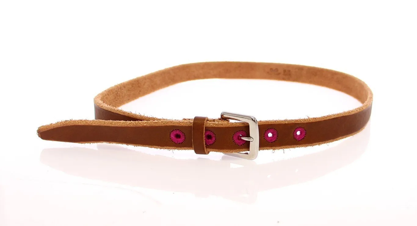 Brown Leather Logo Belt