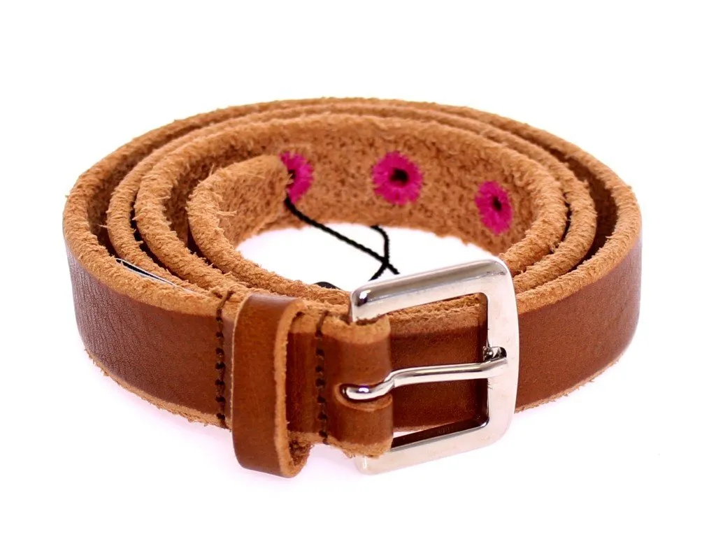 Brown Leather Logo Belt