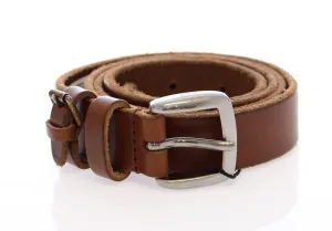 Brown Leather Logo Belt