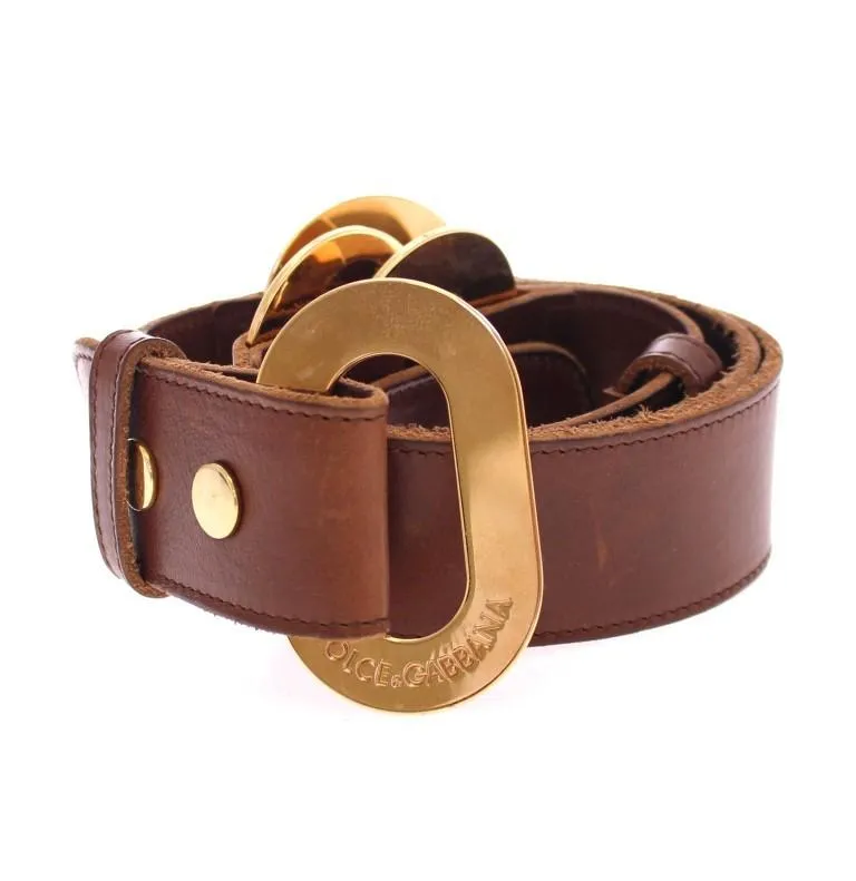 Brown Leather Logo Belt