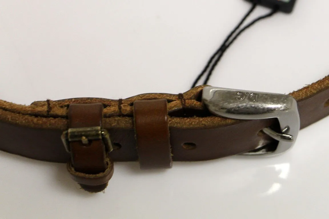 Brown Leather Logo Belt