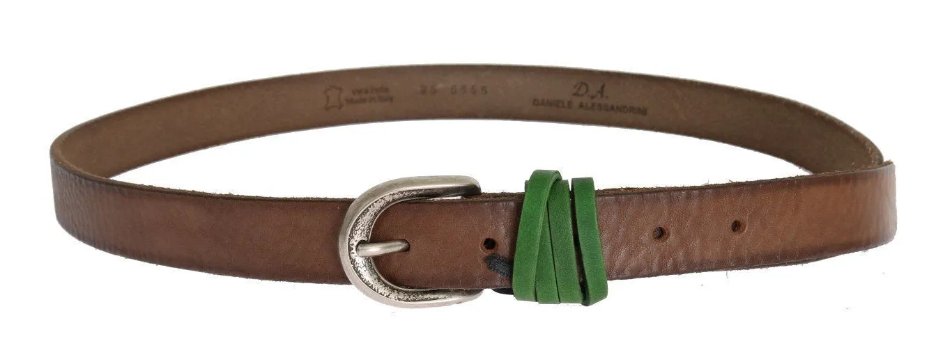 Brown Leather Silver Buckle Belt