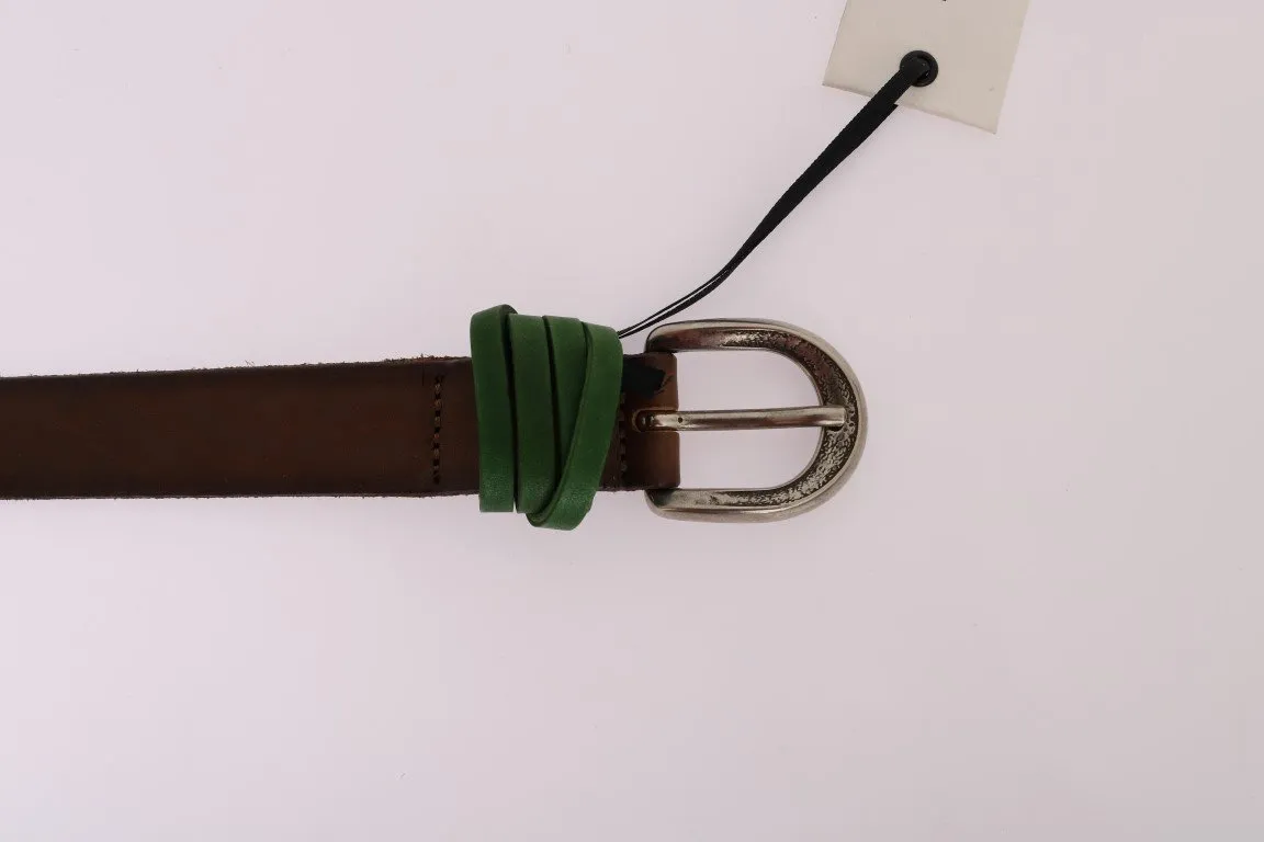Brown Leather Silver Buckle Belt