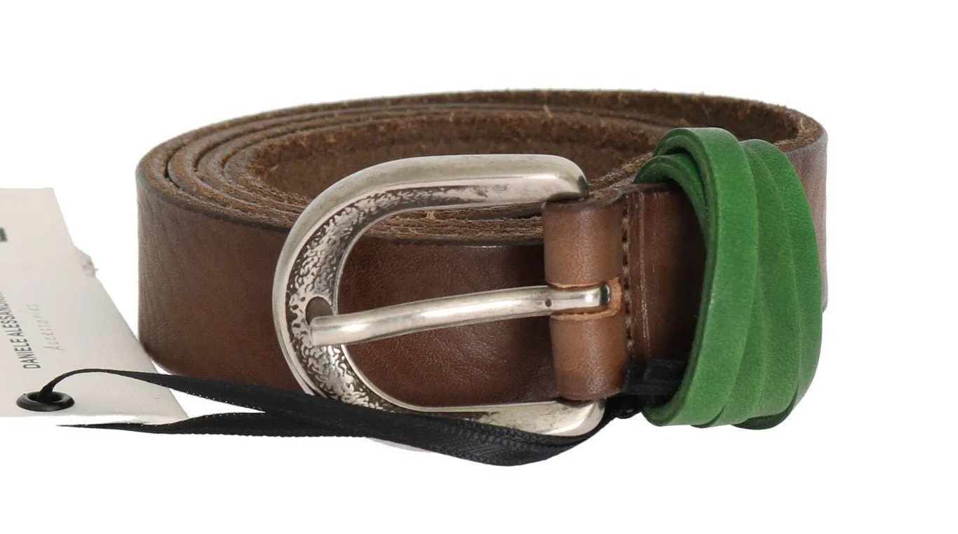 Brown Leather Silver Buckle Belt