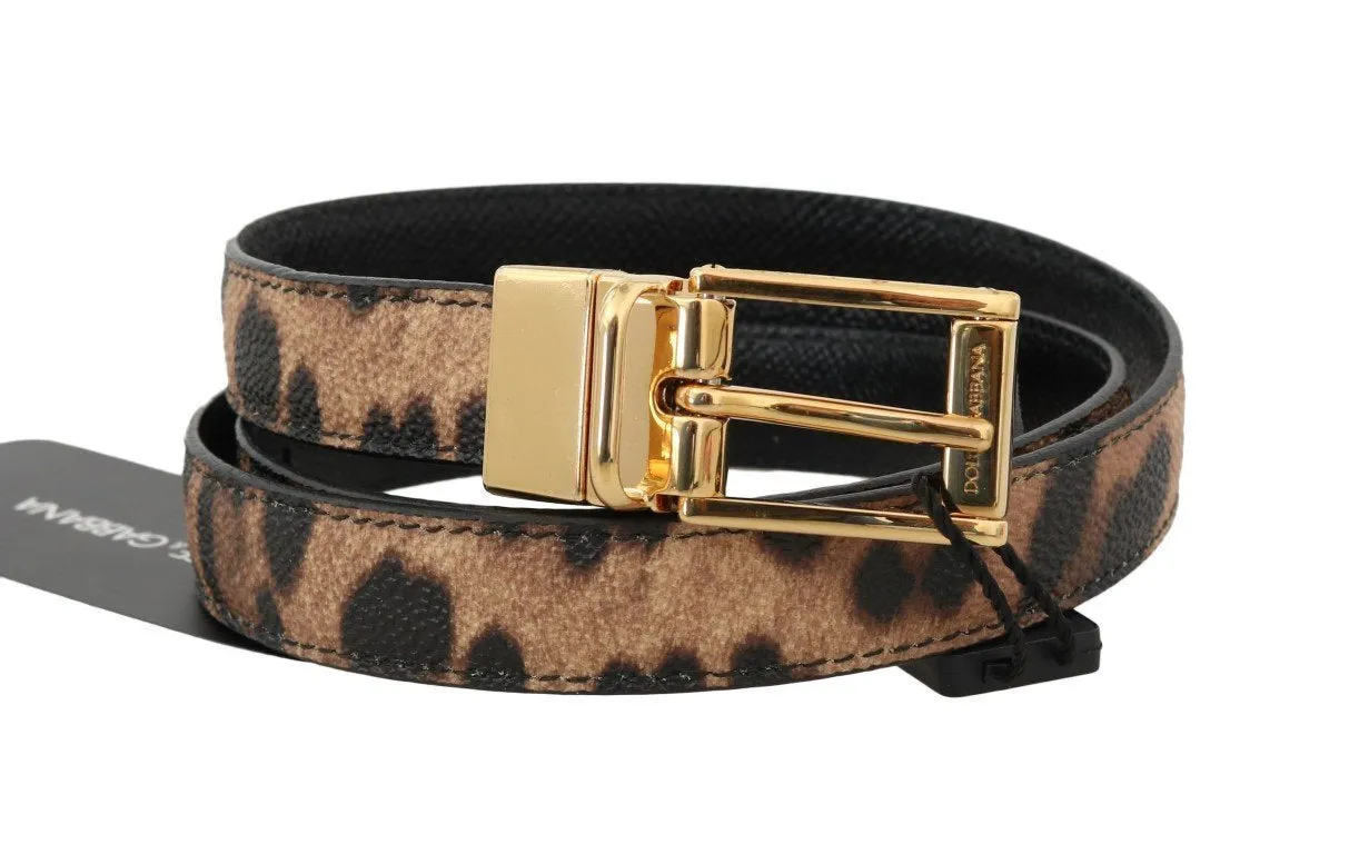 Brown Leopard Gold Buckle Belt