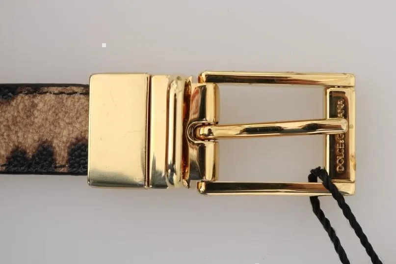 Brown Leopard Gold Buckle Belt