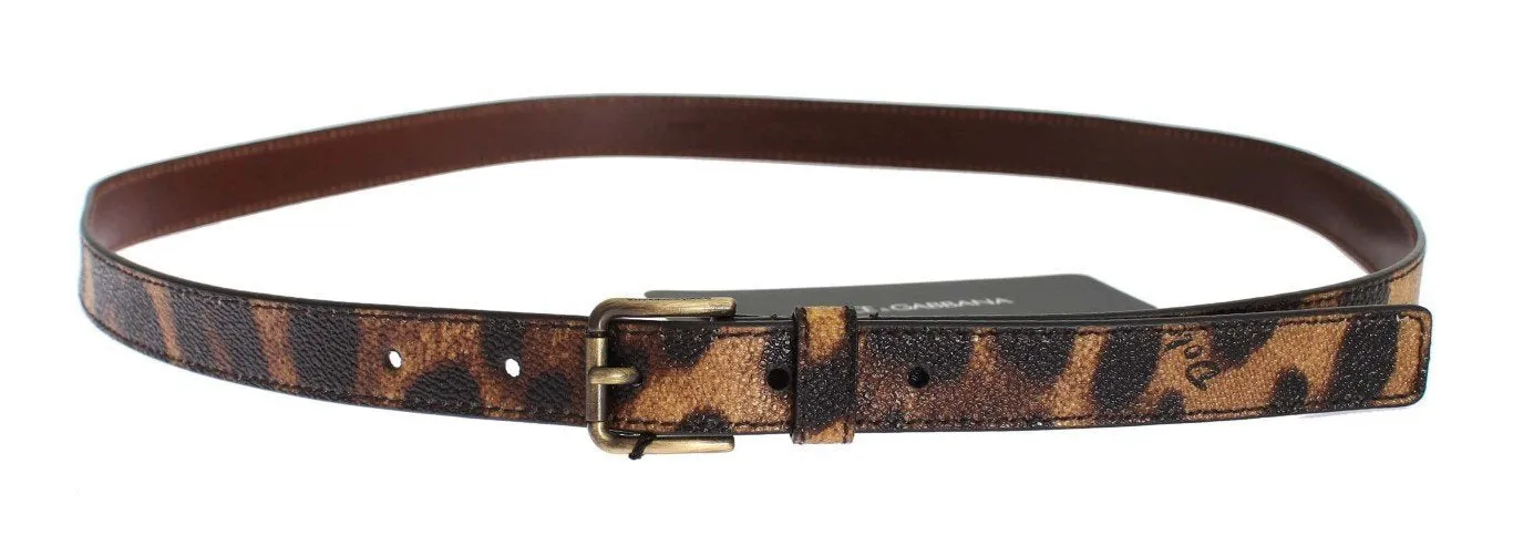 Brown Leopard Print Gold Buckle Belt