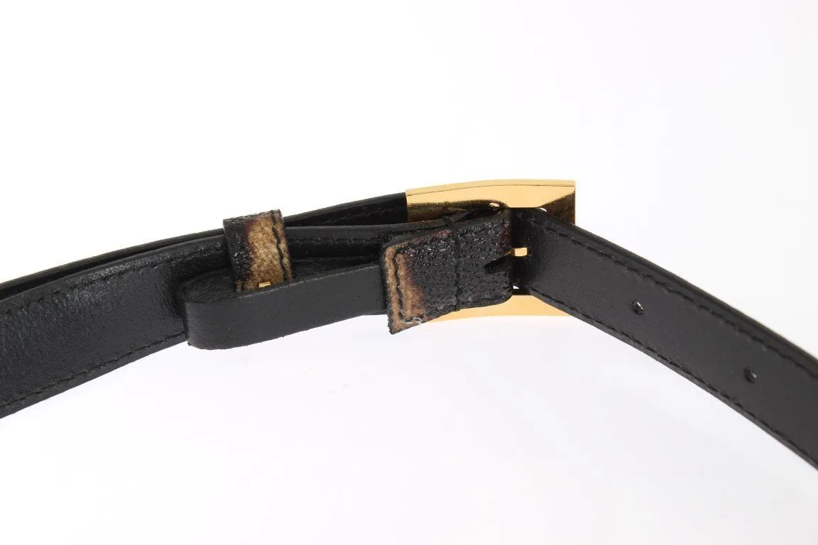 Brown Leopard Print Gold Buckle Belt