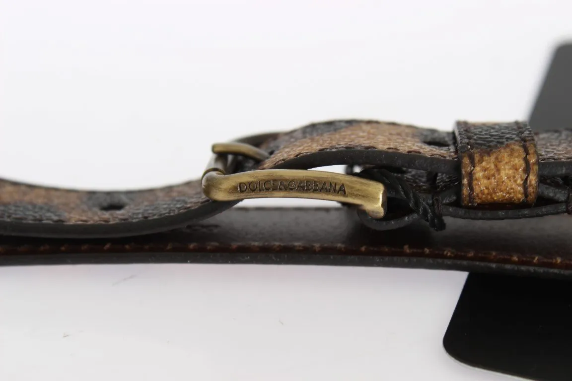 Brown Leopard Print Gold Buckle Belt