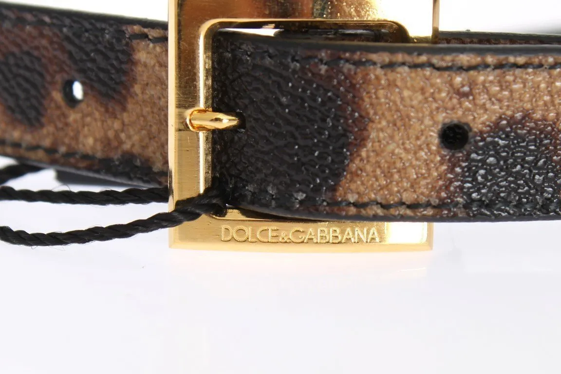 Brown Leopard Print Gold Buckle Belt