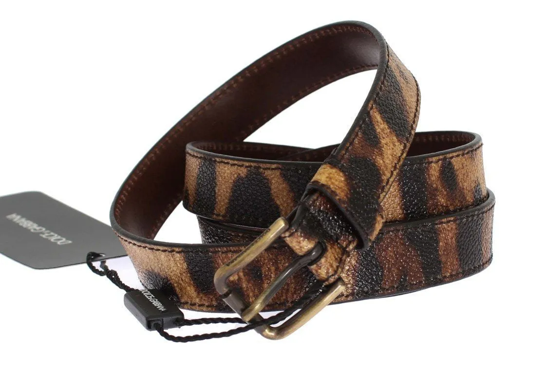Brown Leopard Print Gold Buckle Belt
