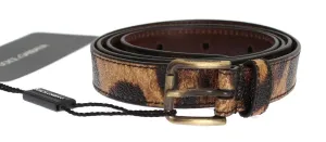 Brown Leopard Print Gold Buckle Belt