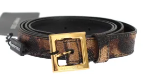 Brown Leopard Print Gold Buckle Belt