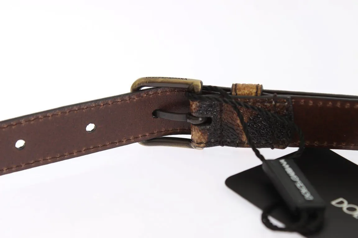 Brown Leopard Print Gold Buckle Belt