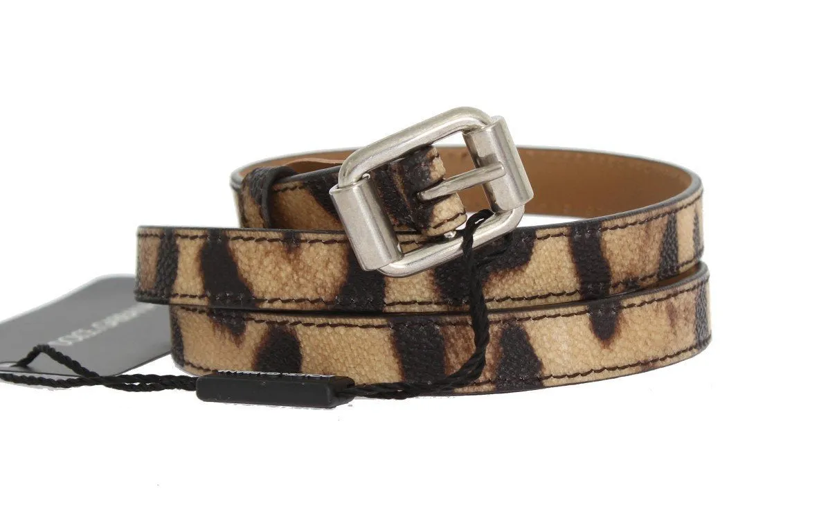 Brown Leopard Silver Buckle Belt