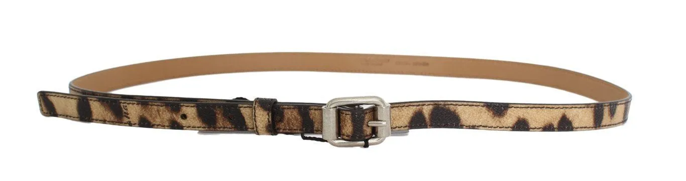 Brown Leopard Silver Buckle Belt