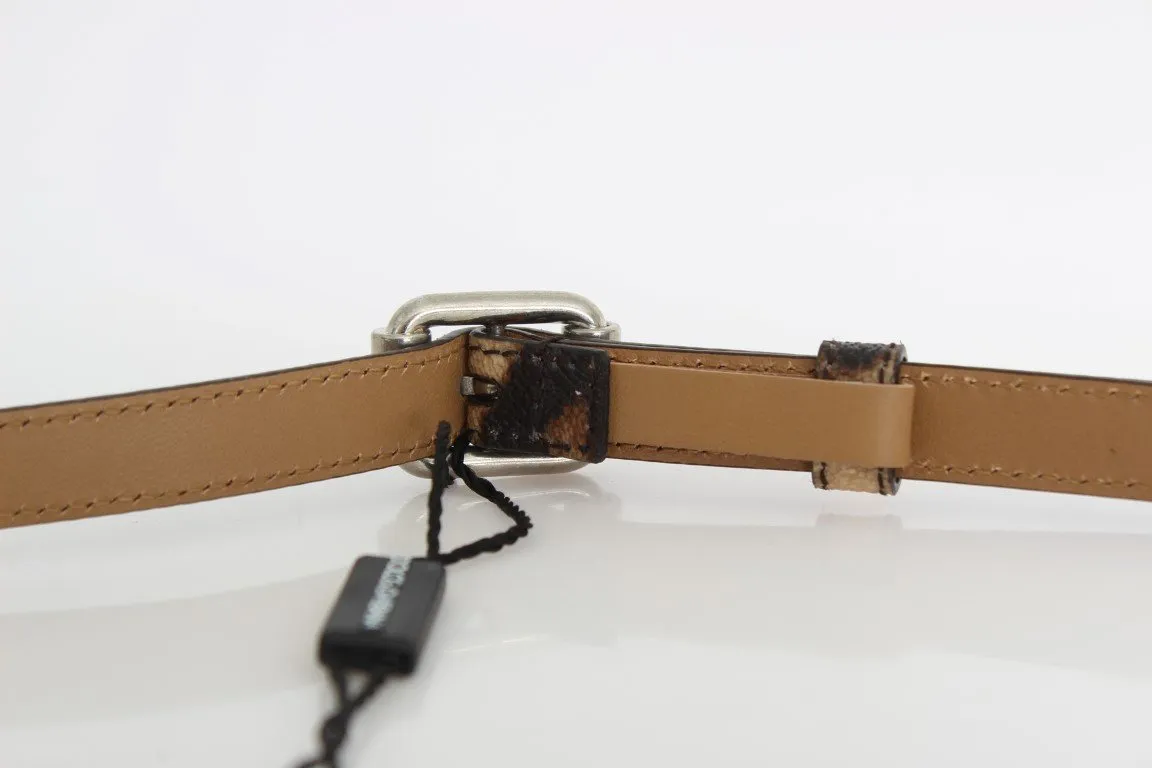 Brown Leopard Silver Buckle Belt