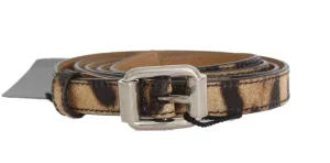 Brown Leopard Silver Buckle Belt