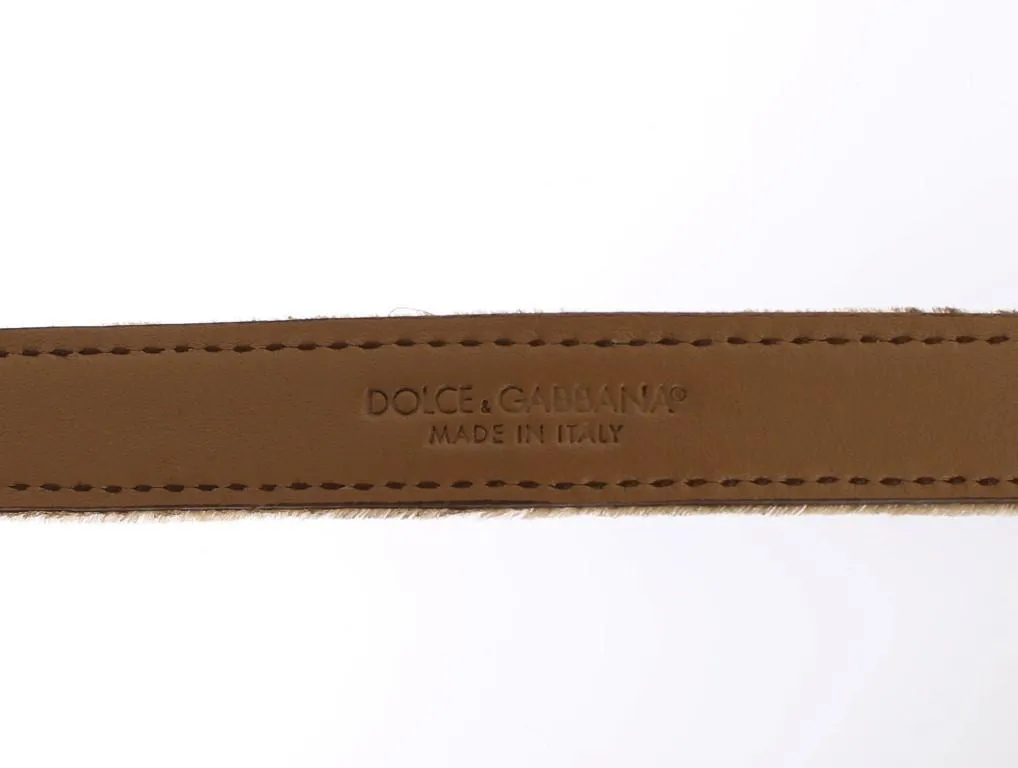 Brown Velvet Leather Crystal Buckle Belt