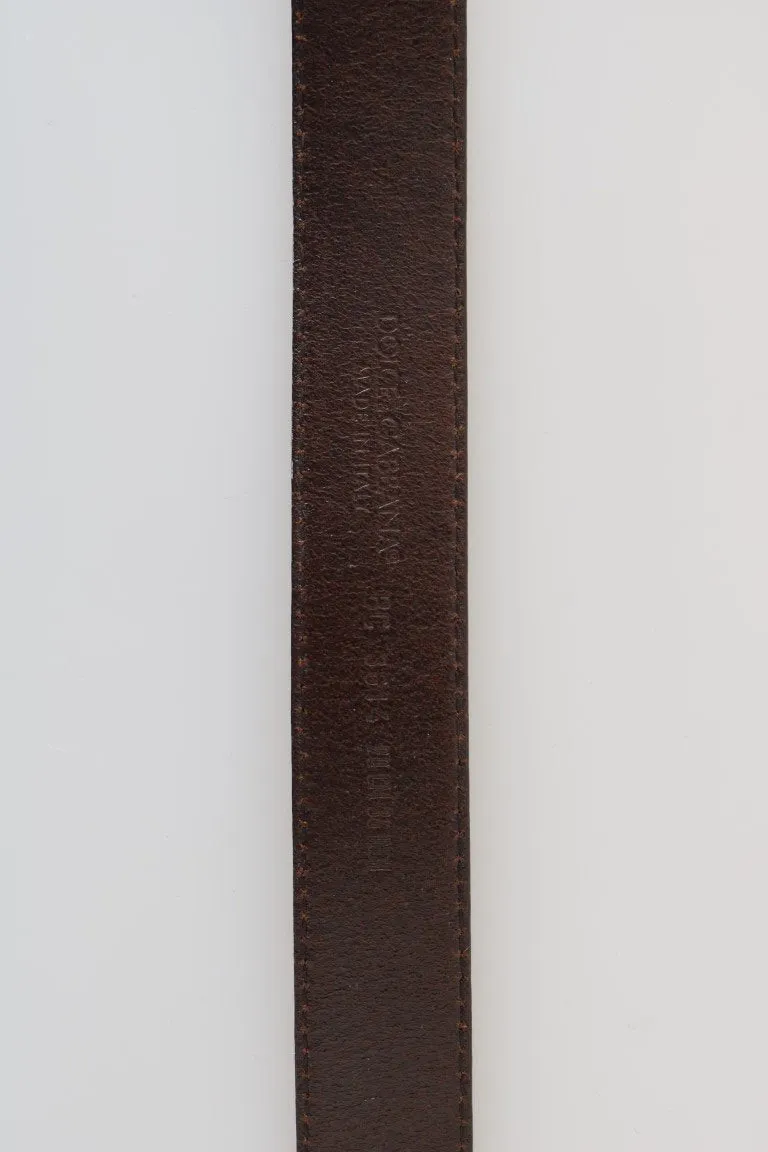 Brown Vintage Leather Silver Buckle Belt