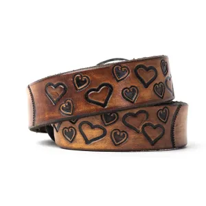 Buck and Bull Youth Leather Belts Hearts