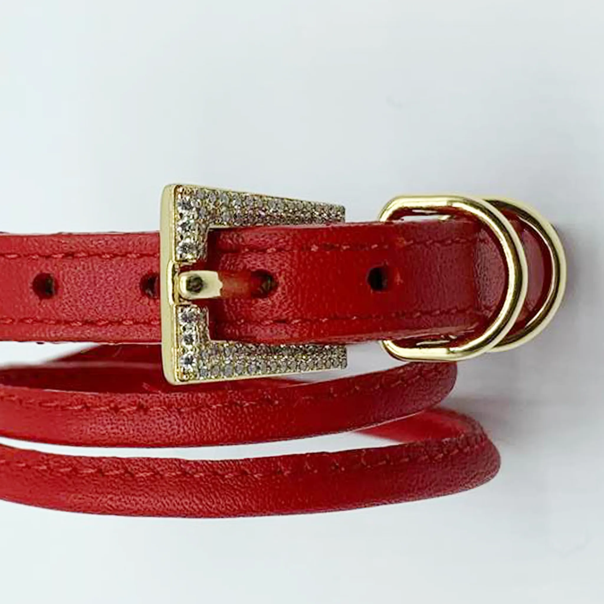 CA Christopher Augmon 18 Karat Yellow Gold and Diamond Buckle Amazon Red Lipstick Buckle Wrap Bracelet