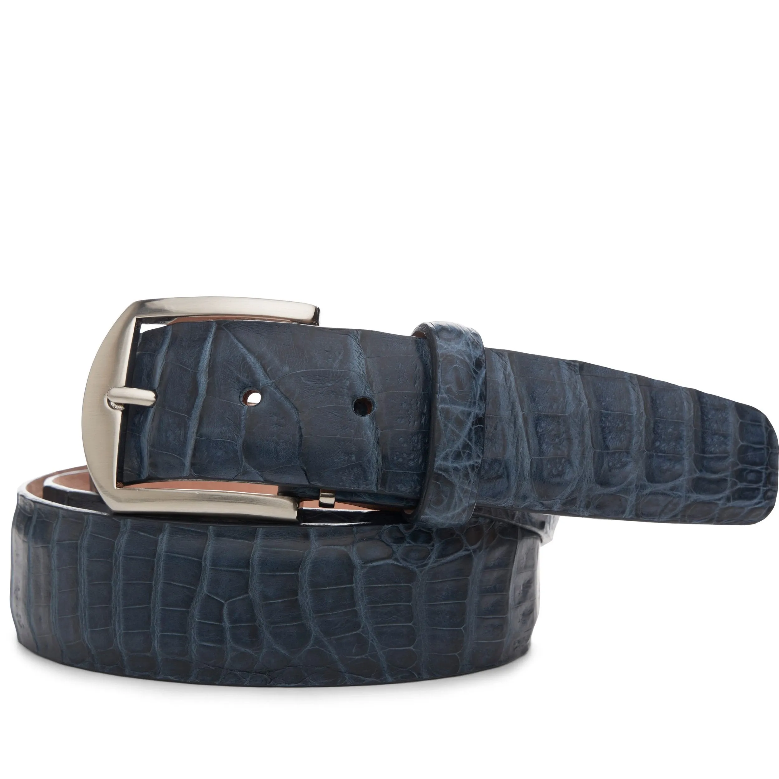 Caiman Crocodile Custom Belt in Navy