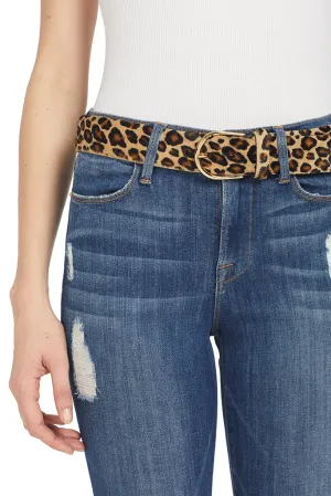 Calf Hair Belt w/ Gold Buckle (Leopard)