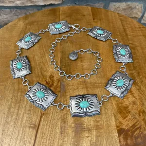 Cassandra Silver/Aqua Concho Belt