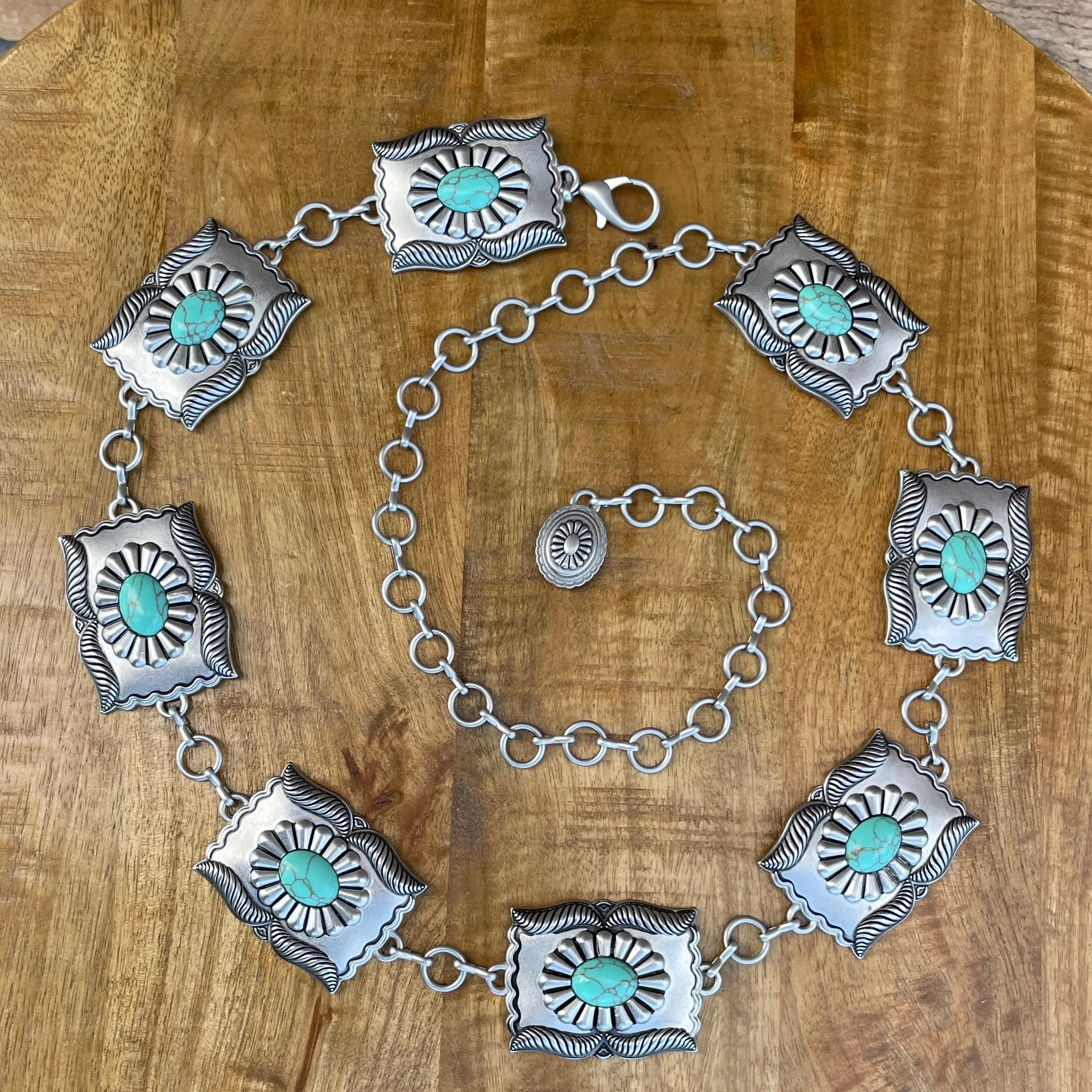 Cassandra Silver/Aqua Concho Belt