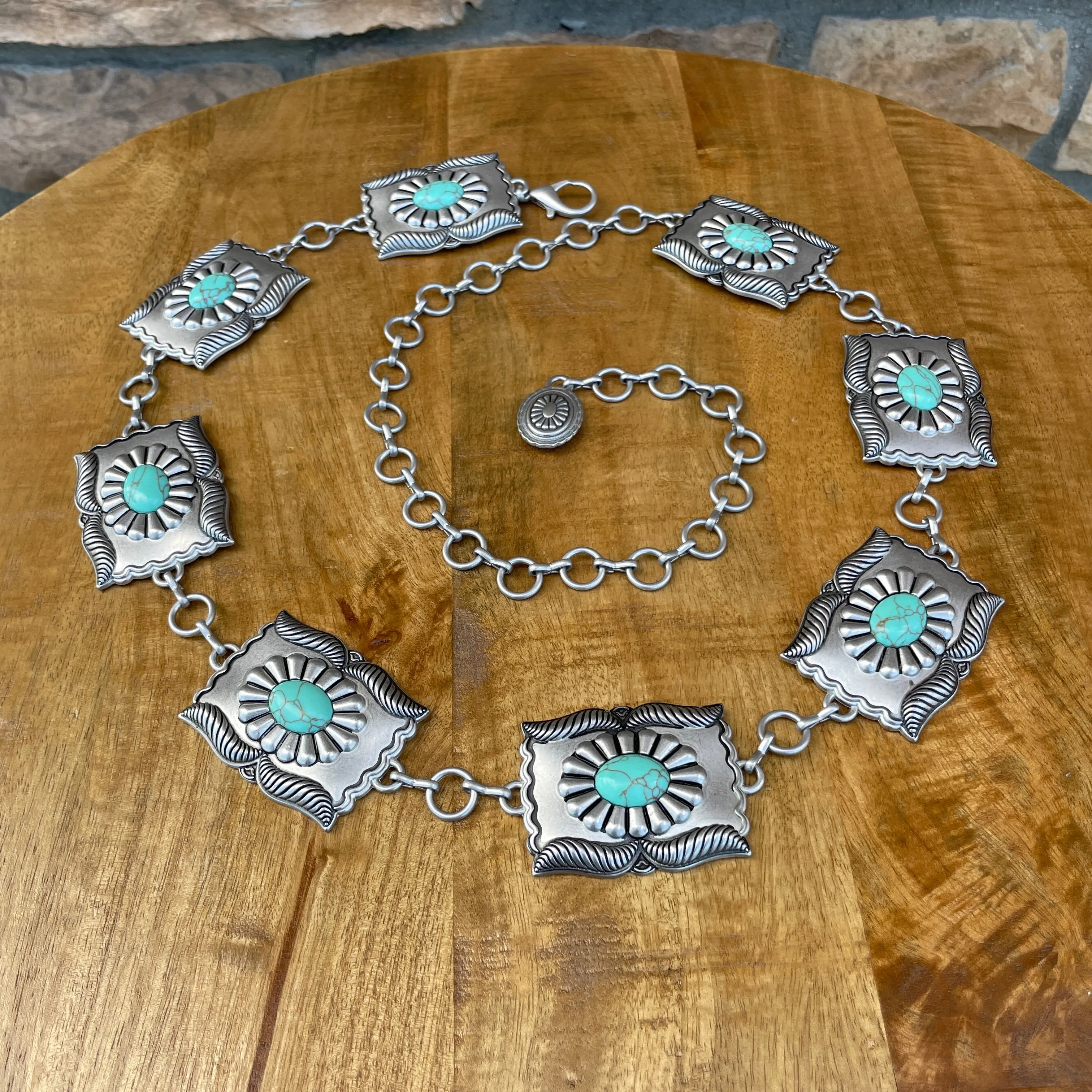 Cassandra Silver/Aqua Concho Belt
