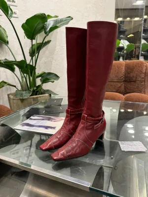 Celine red leather boots