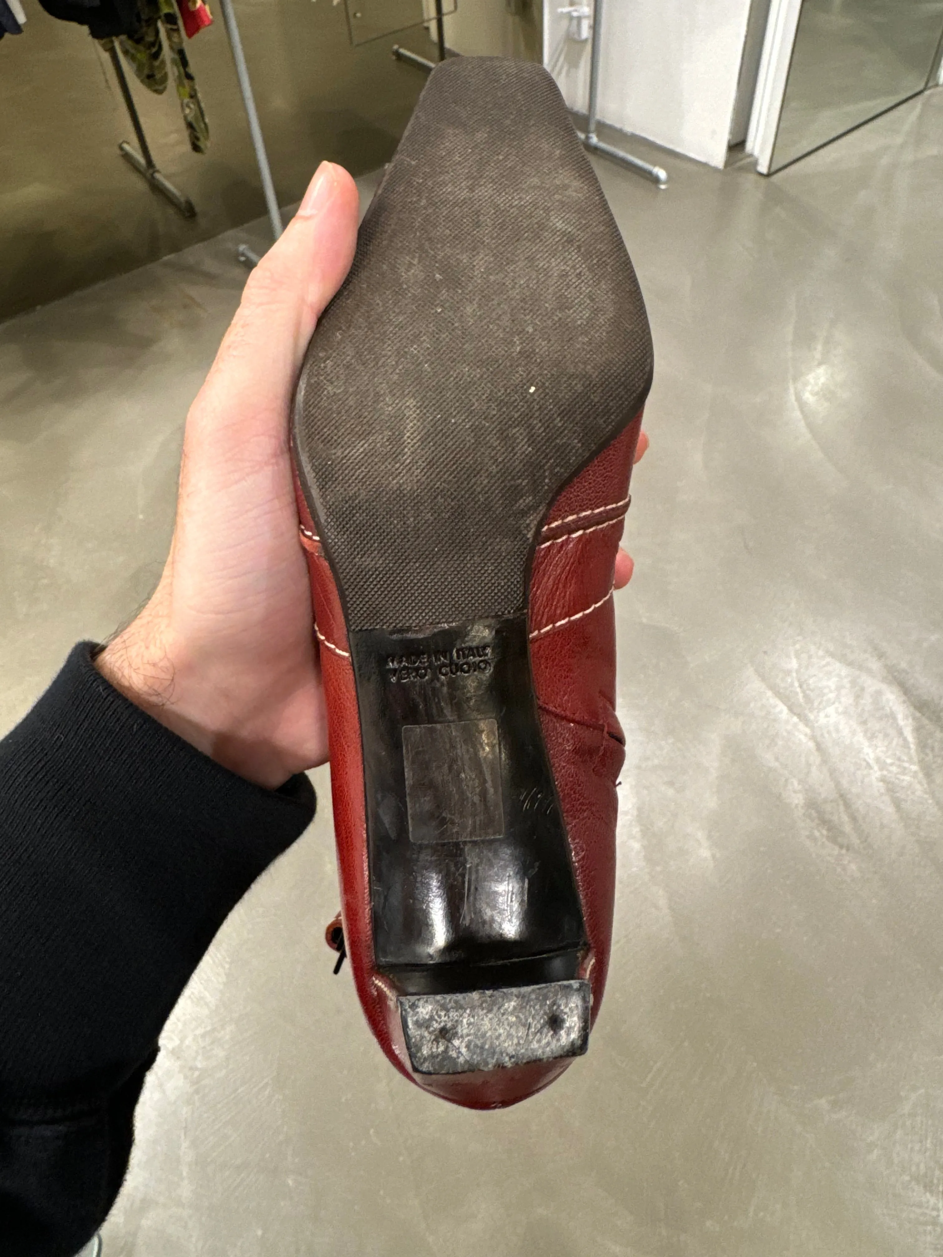 Celine red leather boots