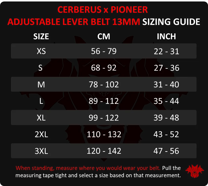CERBERUS X Pioneer Adjustable Lever Belt (13mm)