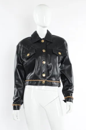 Chain Hardware Quilted Leather Jacket
