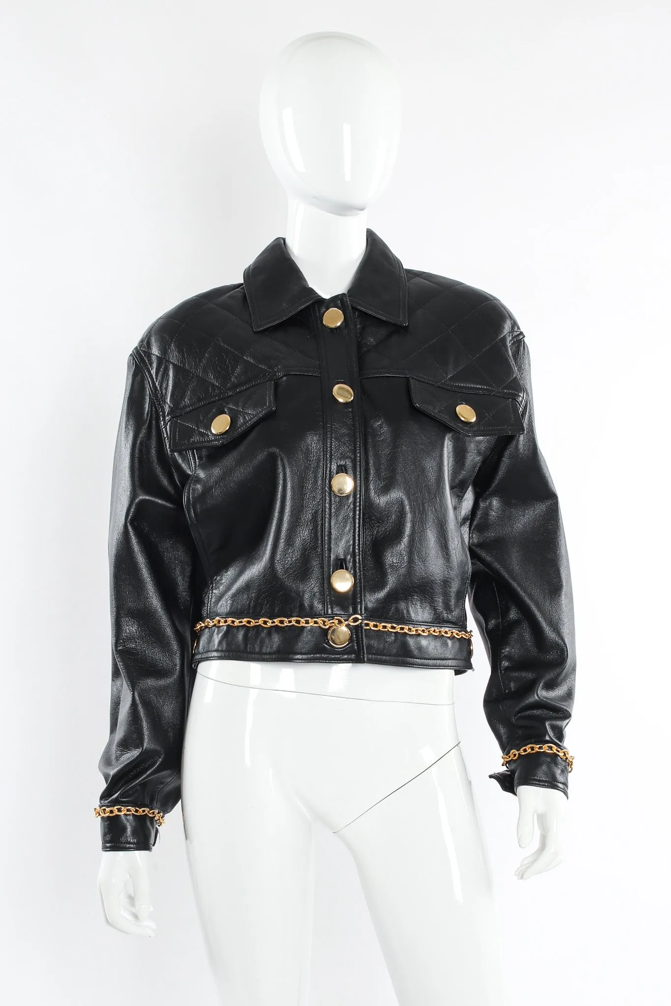 Chain Hardware Quilted Leather Jacket