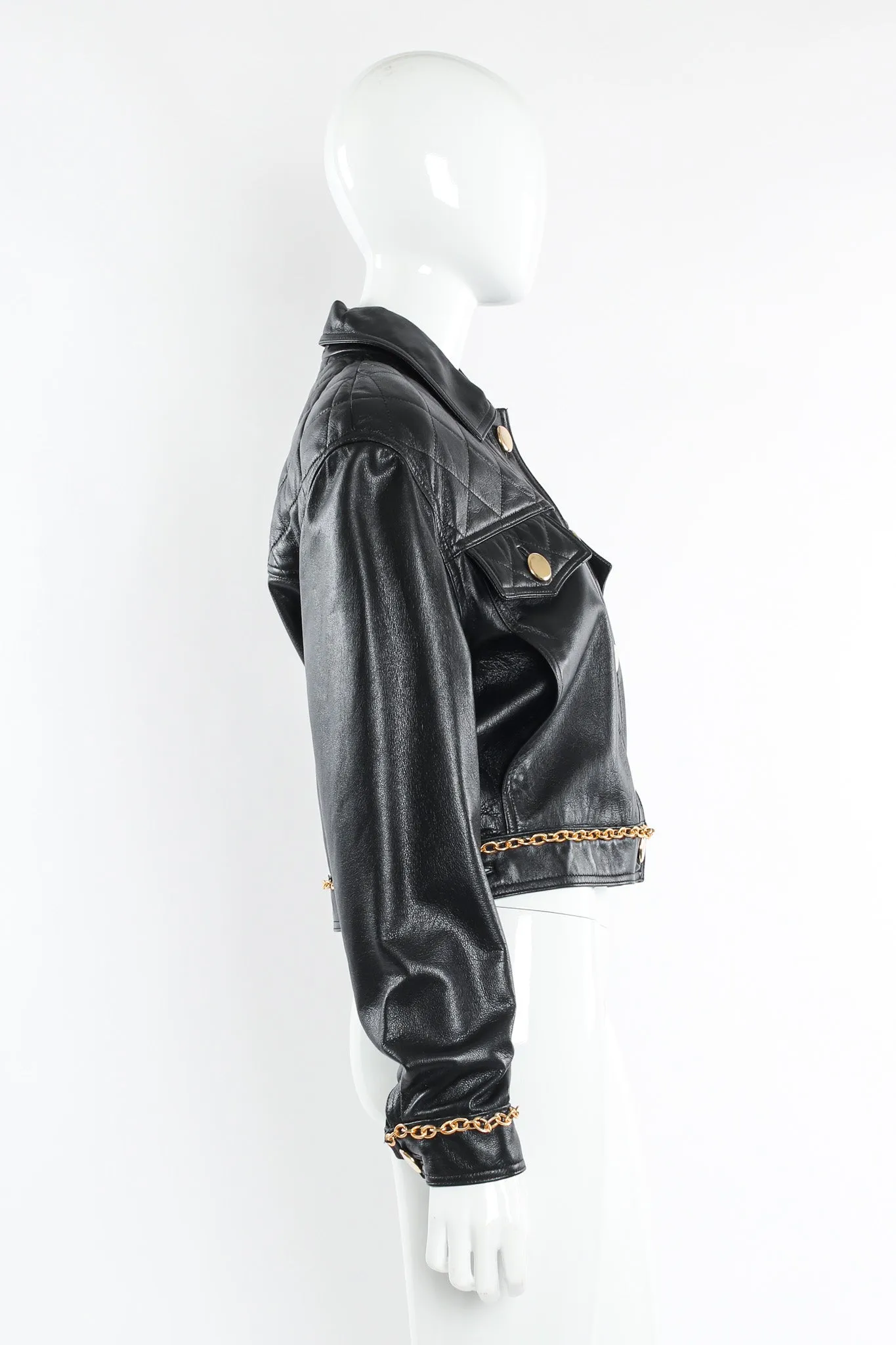 Chain Hardware Quilted Leather Jacket