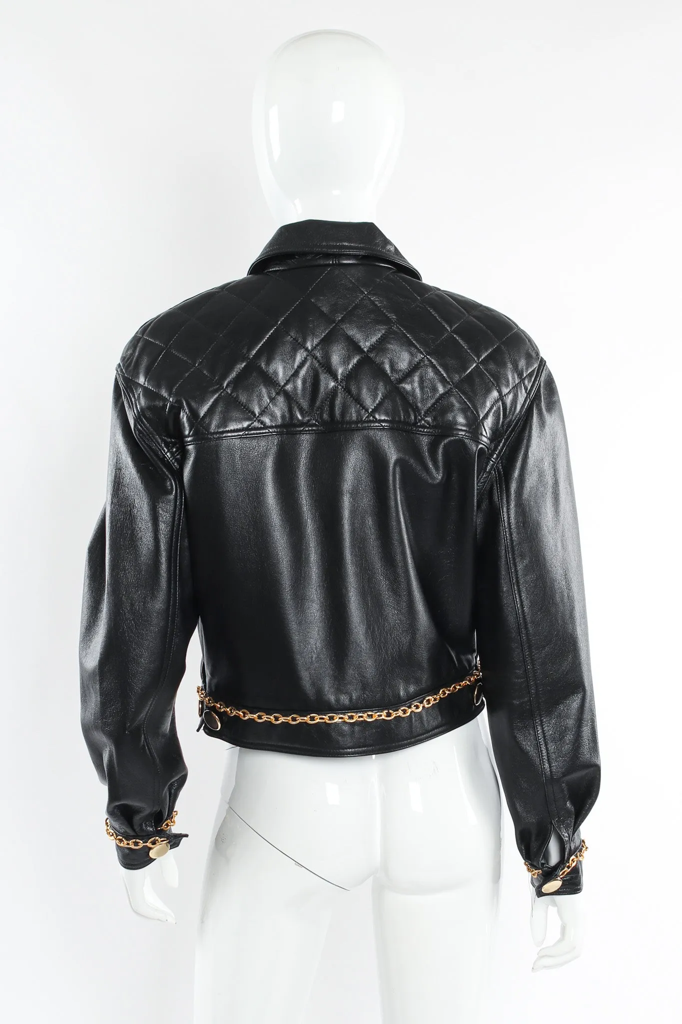 Chain Hardware Quilted Leather Jacket